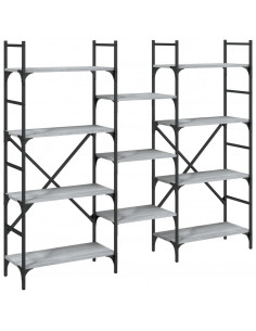Libreria Grigio Sonoma 160x28,5x136,5 cm in Legno Multistrato 2