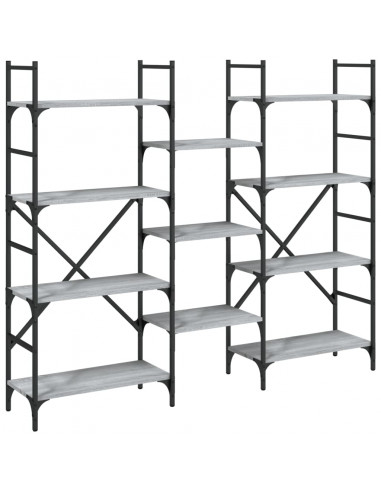Libreria Grigio Sonoma 160x28,5x136,5 cm in Legno Multistrato