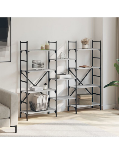 Libreria Grigio Sonoma 160x28,5x136,5 cm in Legno Multistrato