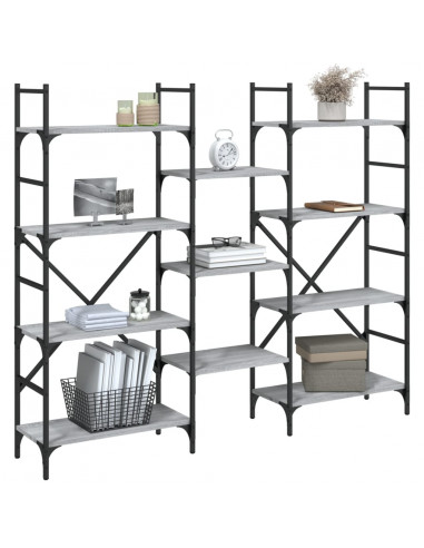 Libreria Grigio Sonoma 160x28,5x136,5 cm in Legno Multistrato