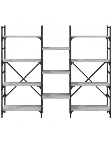 Libreria Grigio Sonoma 160x28,5x136,5 cm in Legno Multistrato