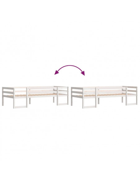Giroletto per Bambini Bianco 90x200cm in Legno Massello di Pino
