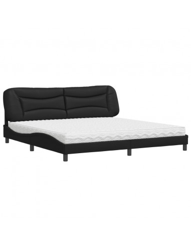 Letto con Materasso Nero 200x200 cm in Similpelle