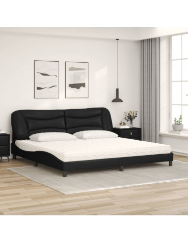 Letto con Materasso Nero 200x200 cm in Similpelle