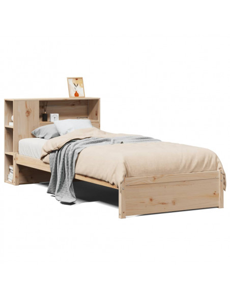 Giroletto con Libreria senza Materasso 75x190 cm in Legno Pino