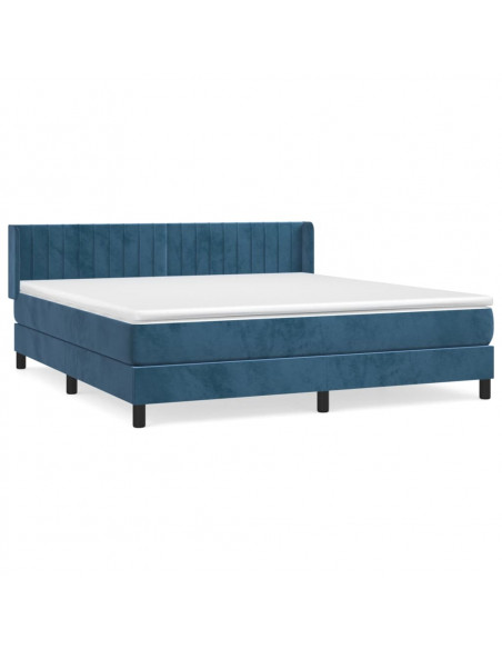 Giroletto a Molle con Materasso Blu Scuro 180x200 cm in Velluto