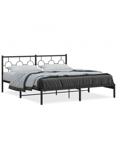 Giroletto con Testiera in Metallo Nero 183x213 cm