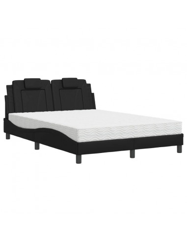 Letto con Materasso Nero 120x200 cm in Similpelle