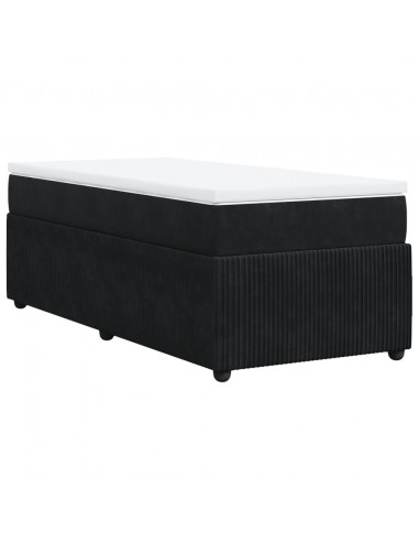 Giroletto a Molle con Materasso Nero 100x200 cm in Velluto