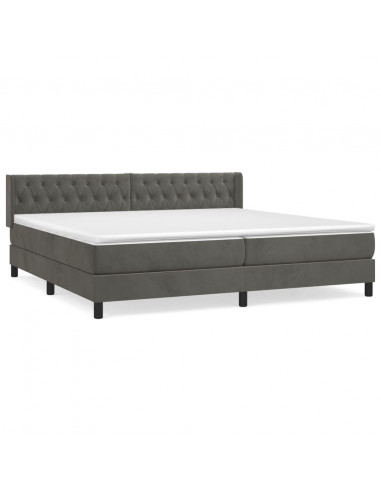 Giroletto a Molle con Materasso Grigio Scuro 200x200 cm Velluto