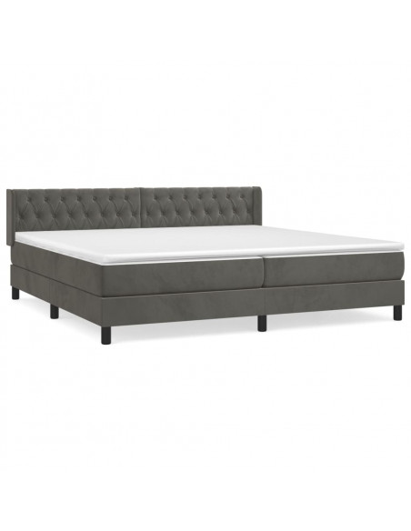 Giroletto a Molle con Materasso Grigio Scuro 200x200 cm Velluto