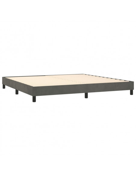 Giroletto a Molle con Materasso Grigio Scuro 200x200 cm Velluto