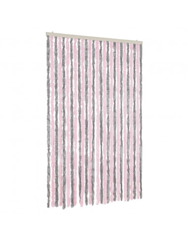 Tenda Antimosche Grigio Argento e Rosa 118x220 cm in Ciniglia