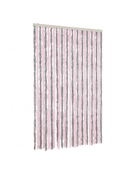 Tenda Antimosche Grigio Argento e Rosa 118x220 cm in Ciniglia