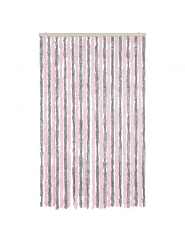 Tenda Antimosche Grigio Argento e Rosa 118x220 cm in Ciniglia