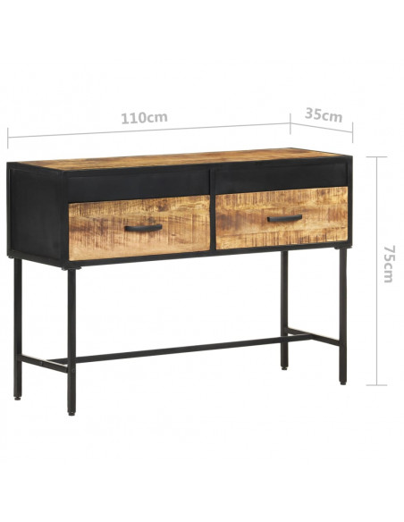Tavolo Consolle 110x35x75 cm in Legno di Mango Grezzo