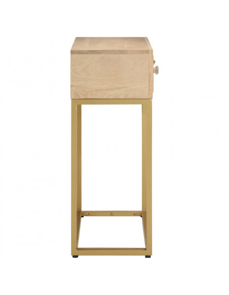 Tavolo Consolle 90x30x76 cm in Legno Massello di Mango e Ferro