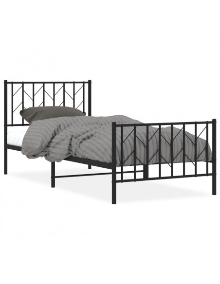 Giroletto con Testiera e Pediera Metallo Nero 90x190 cm