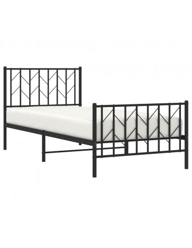 Giroletto con Testiera e Pediera Metallo Nero 90x190 cm