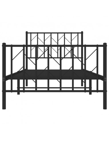 Giroletto con Testiera e Pediera Metallo Nero 90x190 cm