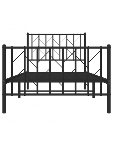 Giroletto con Testiera e Pediera Metallo Nero 90x190 cm