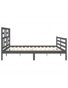 Giroletto con Testiera Grigio 200x200 cm in Legno Massello 2