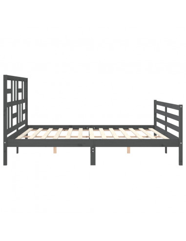 Giroletto con Testiera Grigio 200x200 cm in Legno Massello