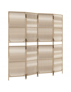Divisorio per Ambienti a 4 Pannelli Beige in Polyrattan 2