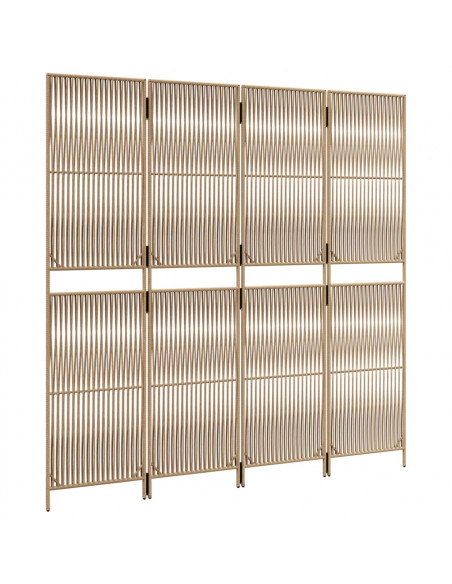 Divisorio per Ambienti a 4 Pannelli Beige in Polyrattan