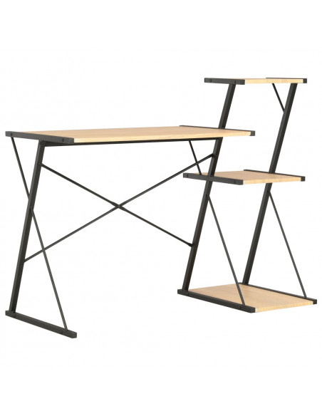 Scrivania con Ripiano Nera e Rovere 116x50x93 cm