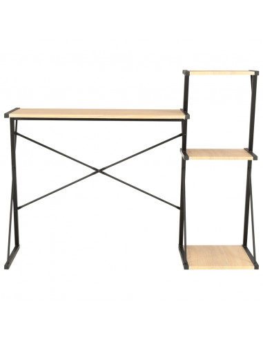 Scrivania con Ripiano Nera e Rovere 116x50x93 cm