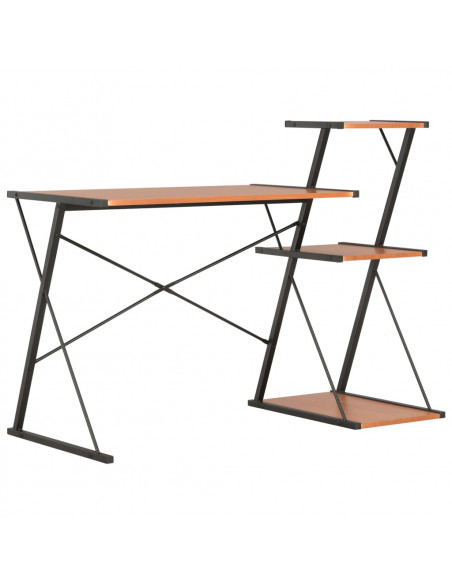 Scrivania con Ripiano Nera e Marrone 116x50x93 cm