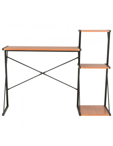 Scrivania con Ripiano Nera e Marrone 116x50x93 cm