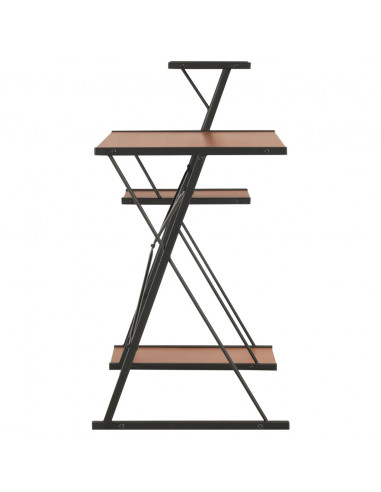 Scrivania con Ripiano Nera e Marrone 116x50x93 cm