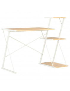 Scrivania con Ripiano Bianca e Rovere 116x50x93 cm 2