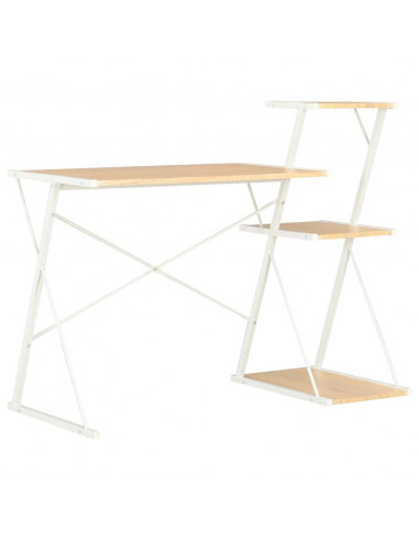 Scrivania con Ripiano Bianca e Rovere 116x50x93 cm