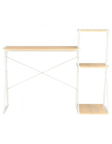 Scrivania con Ripiano Bianca e Rovere 116x50x93 cm