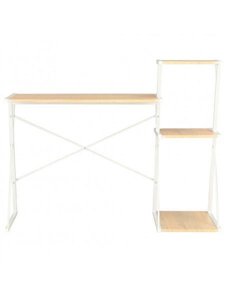 Scrivania con Ripiano Bianca e Rovere 116x50x93 cm