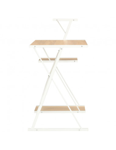 Scrivania con Ripiano Bianca e Rovere 116x50x93 cm