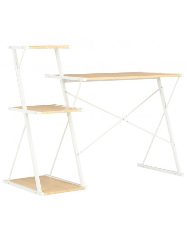 Scrivania con Ripiano Bianca e Rovere 116x50x93 cm