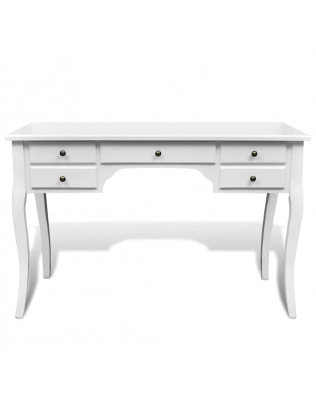 Scrivania in Stile Francese Legno con Gambe Curve e 5 Cassetti