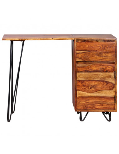 Scrivania con 1 Cassetto 1 Armadietto Legno Massello Sheesham