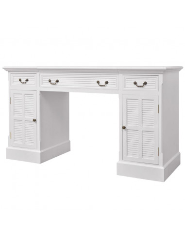 Scrivania a Doppia Colonna Bianca 140x48x80 cm