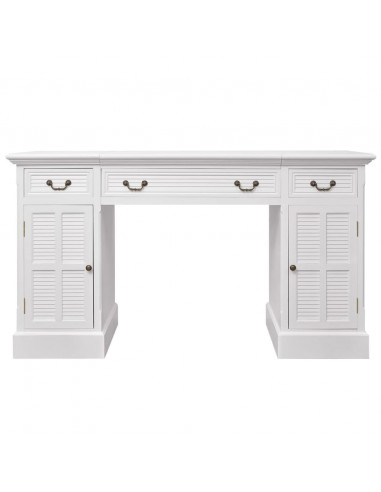 Scrivania a Doppia Colonna Bianca 140x48x80 cm