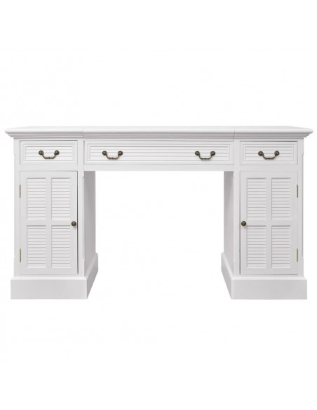 Scrivania a Doppia Colonna Bianca 140x48x80 cm