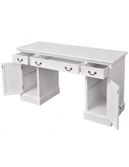 Scrivania a Doppia Colonna Bianca 140x48x80 cm