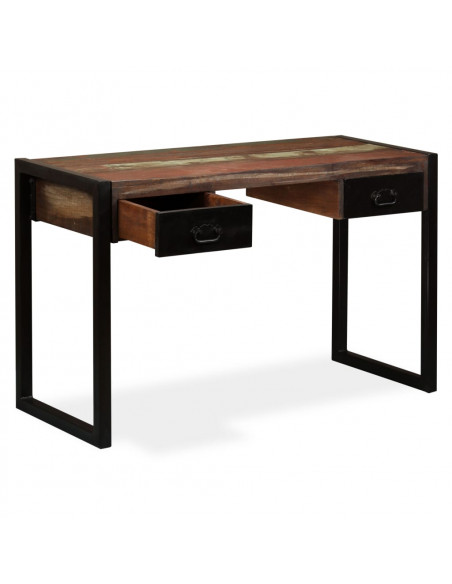 Scrivania a 2 Cassetti Legno Massello di Recupero 120x50x76 cm