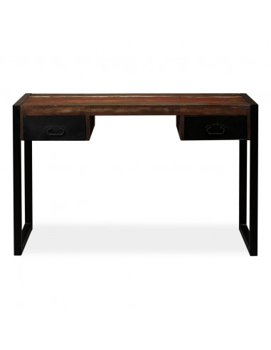 Scrivania a 2 Cassetti Legno Massello di Recupero 120x50x76 cm