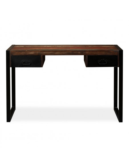 Scrivania a 2 Cassetti Legno Massello di Recupero 120x50x76 cm
