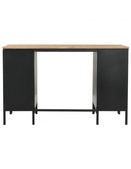 Scrivania con Armadietti Legno di Abete e Acciaio 120x50x76 cm